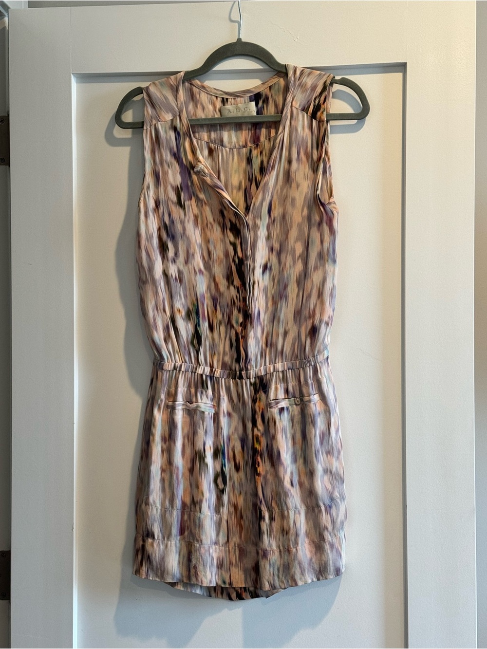 ALC Sleeveless Printed V-Neck Dress - Neutral Multi